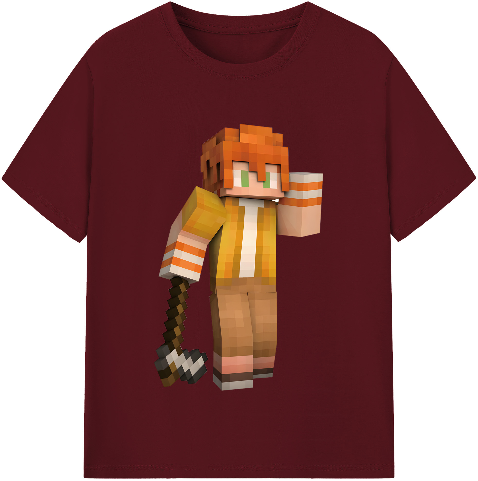 （画像用） マインクラフト ブロックの世界 Minecraft MC Block world 綿100％半袖Tシャツ（フロントプリント）